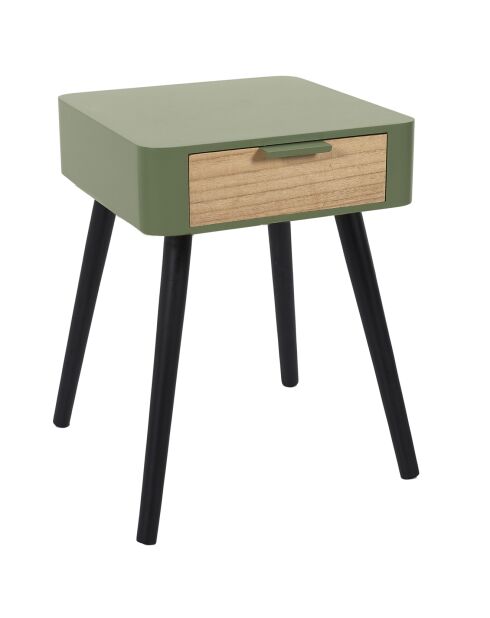 Chevet 1 tiroir vert/kaki/noir - 35x48x40 cm