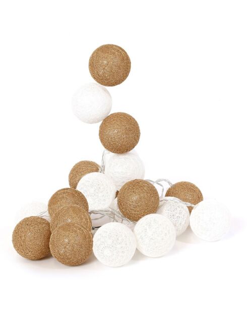 Guirlande Eucla à piles blanc/beige pailleté - 3.45 m