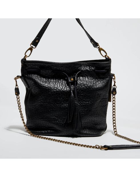 Sac seau en Cuir Bubble Malia noir - 24x13x28 cm