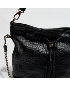 Sac seau en Cuir Bubble Malia noir - 24x13x28 cm