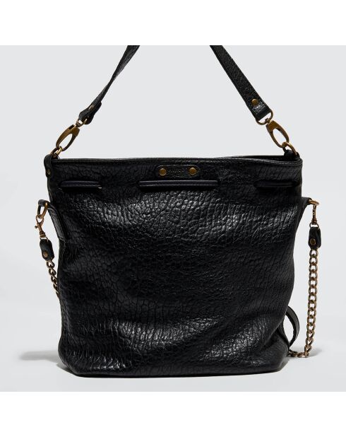 Sac seau en Cuir Bubble Malia noir - 24x13x28 cm