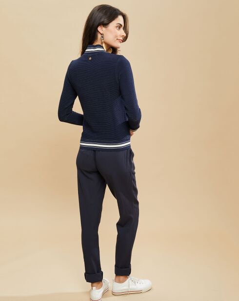 Pantalon élastiqué confortable marine