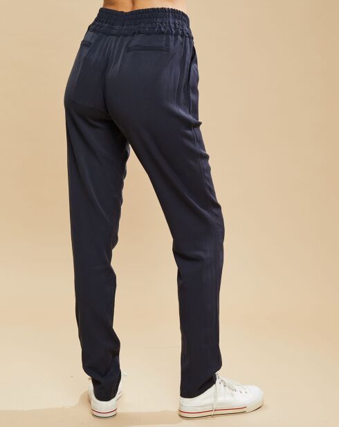 Pantalon élastiqué confortable marine