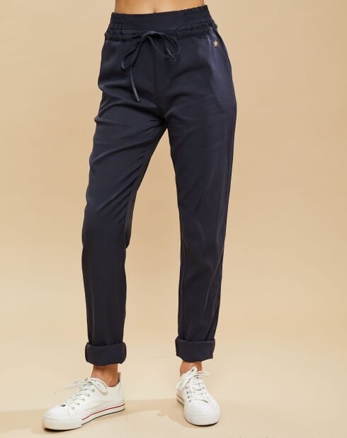Pantalon élastiqué confortable marine