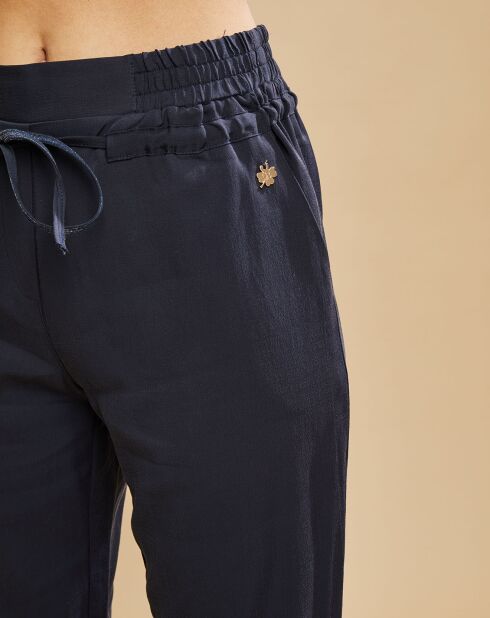 Pantalon élastiqué confortable marine