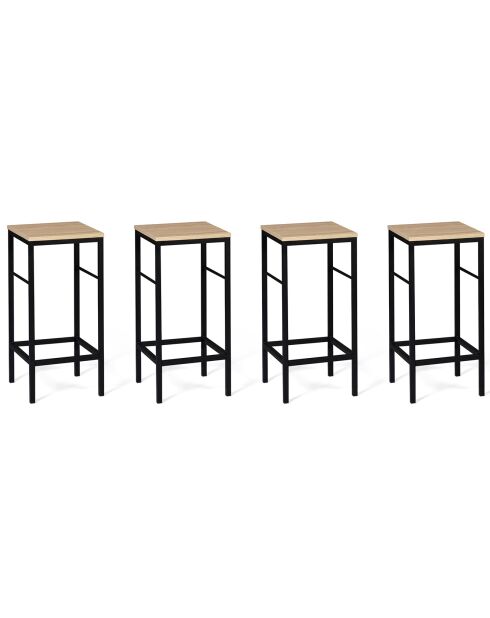 4 Tabourets Memphis marron/noir - 32x32xH67 cm