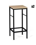2 Tabourets Memphis marron/noir - 32x32xH67 cm