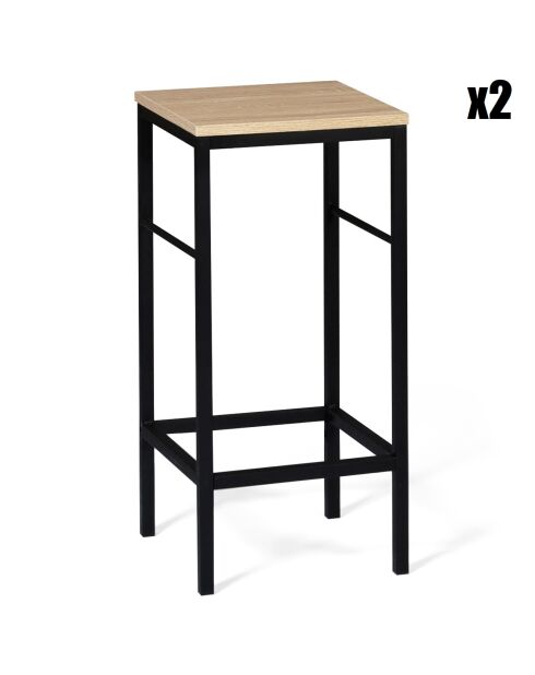 2 Tabourets Memphis marron/noir - 32x32xH67 cm