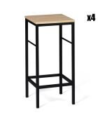 4 Tabourets Memphis marron/noir - 32x32xH67 cm