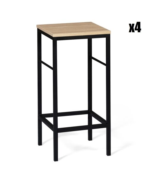 4 Tabourets Memphis marron/noir - 32x32xH67 cm