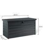 Coffre de jardin metal 350L gris - 120x61x63 cm