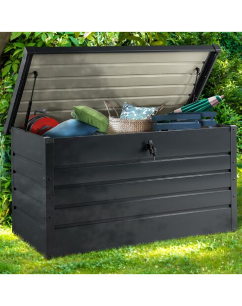 Coffre de jardin metal 350L gris - 120x61x63 cm