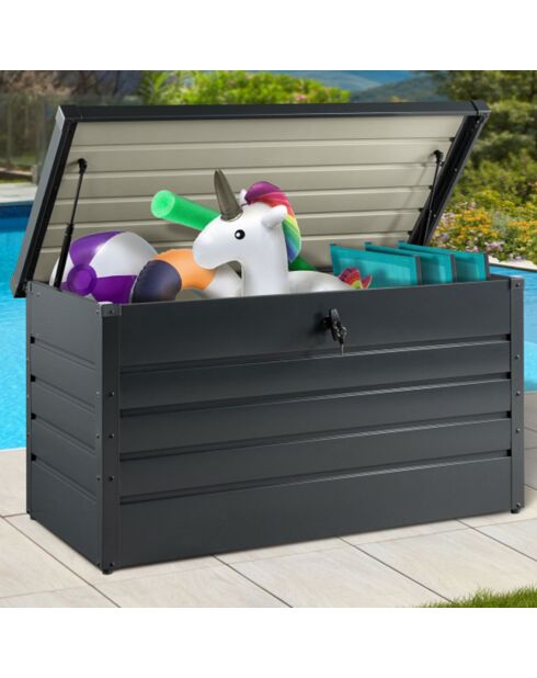 Coffre de jardin metal 350L gris - 120x61x63 cm