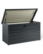 Coffre de jardin metal 350L gris - 120x61x63 cm