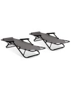 2 Transats relax gris - 171x61x33 cm