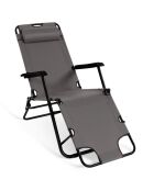 2 Transats relax gris - 171x61x33 cm
