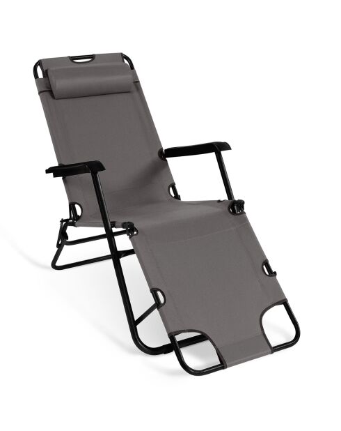 2 Transats relax gris - 171x61x33 cm