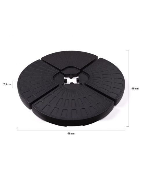 4 Dalles de parasol noires - 48x48x7.5 cm