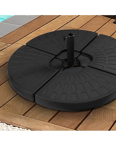 4 Dalles de parasol noires - 48x48x7.5 cm