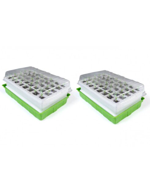 2 Kits de germination 40 godets vert/blanc - 38x24x13 cm