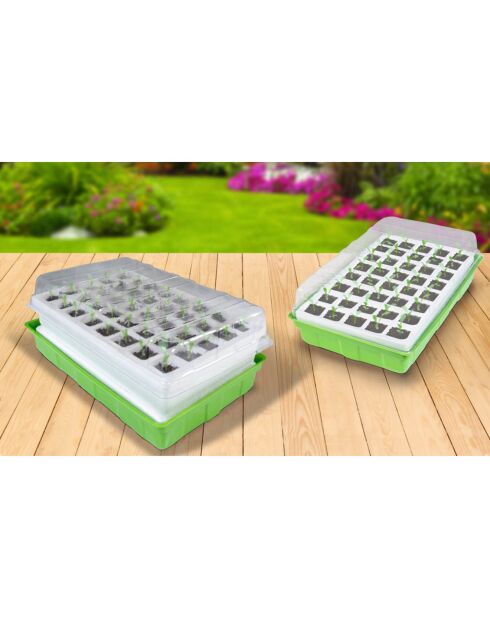 2 Kits de germination 40 godets vert/blanc - 38x24x13 cm