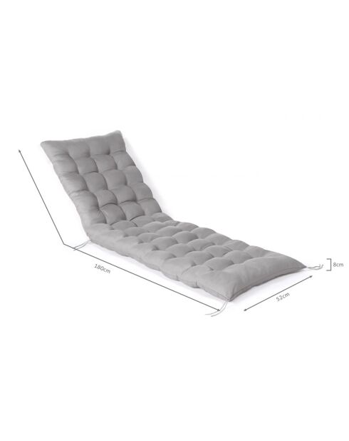 Coussin universel pour bain de soleil gris - 180x52 cm