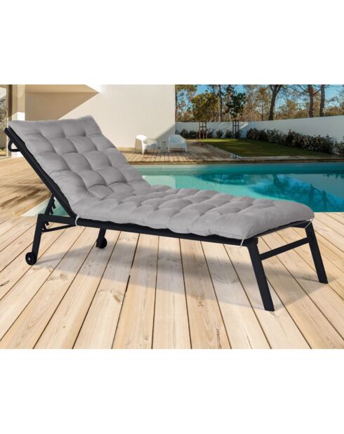Coussin universel pour bain de soleil gris - 180x52 cm