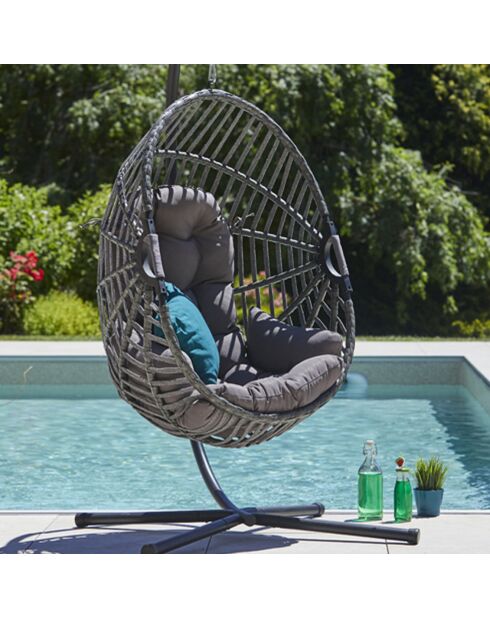 Sedia sospesa Canberra grigio perla - 126x126x203 cm