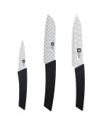 3 couteaux de cuisine zenith noir/blanc - 33x7x13 cm