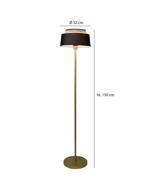 Lampadaire Avero noir/doré - D.32x150 cm