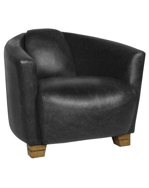 Fauteuil en Cuir Porok noir - 81x85x67 cm