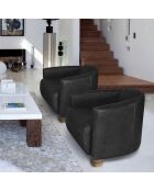 Fauteuil en Cuir Porok noir - 81x85x67 cm