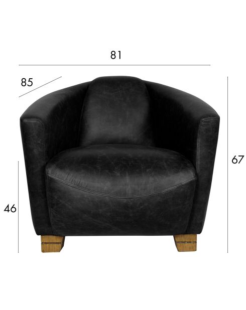 Fauteuil en Cuir Porok noir - 81x85x67 cm