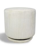 Pouf pivotant en Velours cotelé Casper écru - 40x40x39 cm