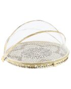 Plateau rond Garde-Manger en Nacre beige - D.40x22.5 cm