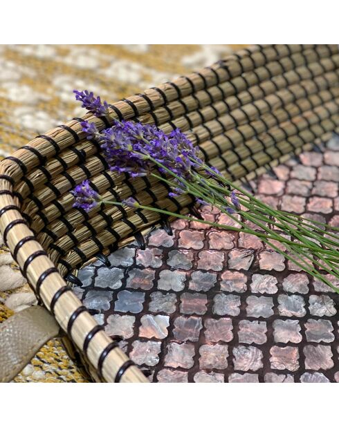 Rechthoekig dienblad in beige/grijs/zwart parelmoer - 32x19x9 cm