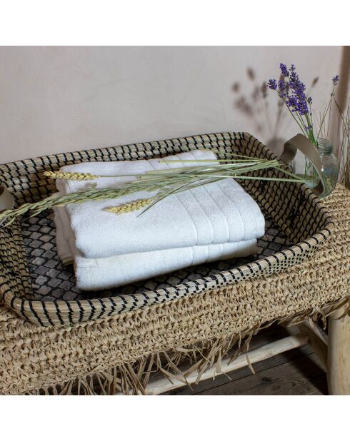 Rechthoekig dienblad in beige/grijs/zwart parelmoer - 32x19x9 cm