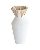 Vase en Résine & Rotin Aya blanc - D.18x37 cm