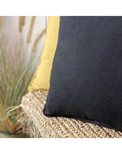 Coussin 100% Lin Nyl noir - 40x40 cm