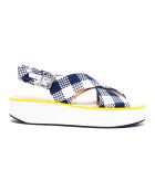 Sandales en Cuir Malabar bleu marine/blanc