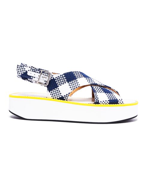 Sandales en Cuir Malabar bleu marine/blanc