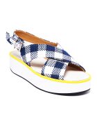 Sandales en Cuir Malabar bleu marine/blanc