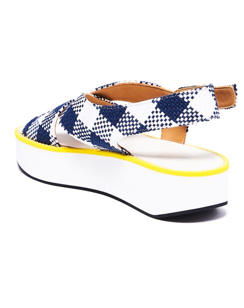 Sandales en Cuir Malabar bleu marine/blanc