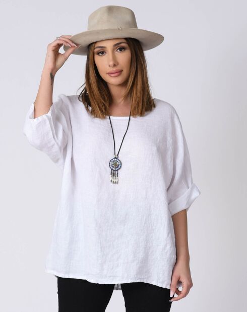 Blouse 100% Lin Kely bleue