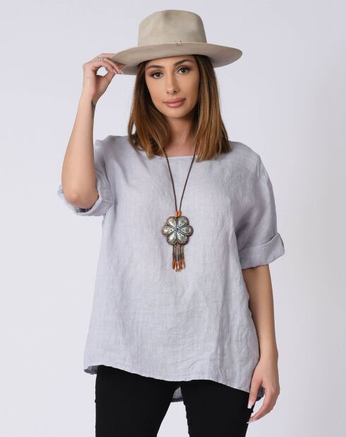 Blouse 100% Lin Kely gris clair