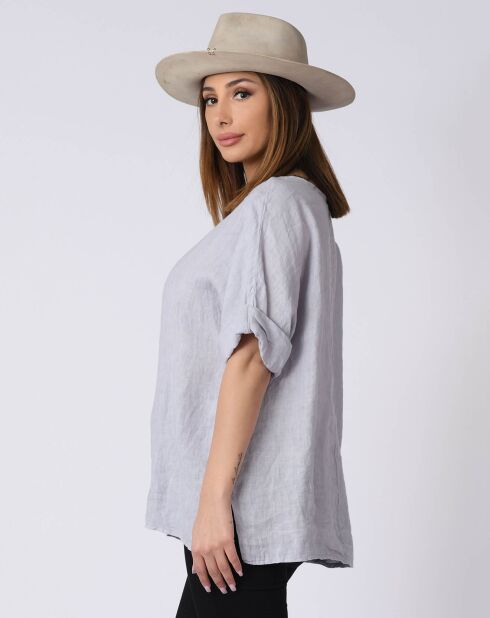 Blouse 100% Lin Kely gris clair