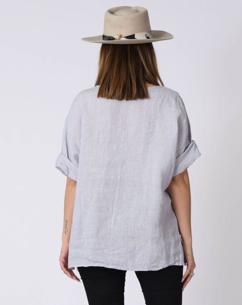 Blouse 100% Lin Kely gris clair