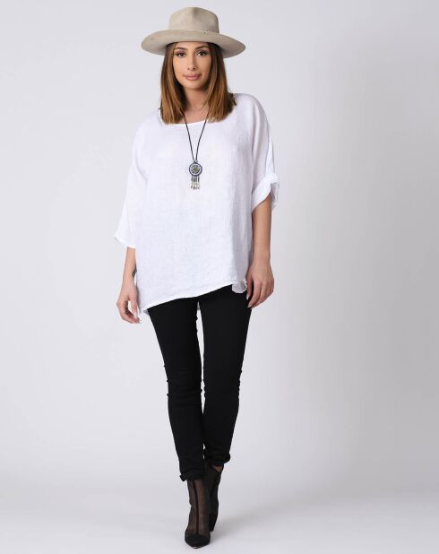 Blouse 100% Lin Kely bleue