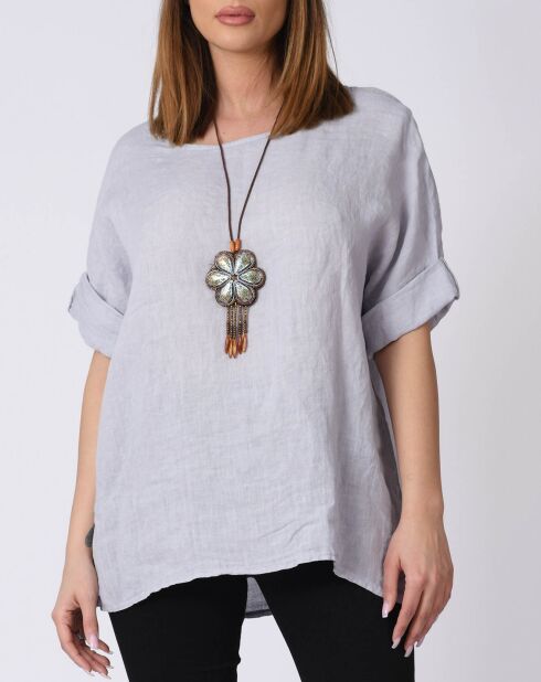 Blouse 100% Lin Kely gris clair