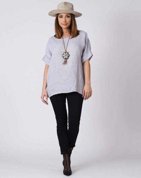 Blouse 100% Lin Kely gris clair